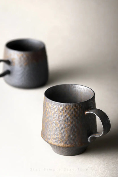 Black Vintage Handmade Ceramic Coffee Mug - Kia Day Design