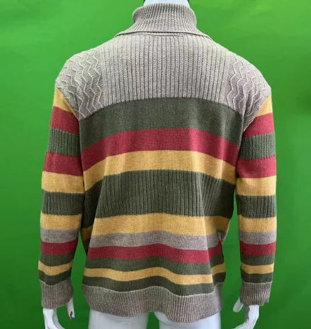 Men's Color Block Turtleneck Knitted Sweater Kia Day Design