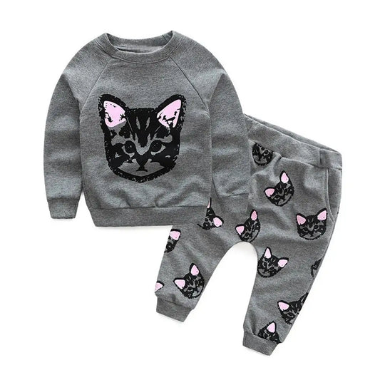 Long Sleeve Cats Print Tracksuit