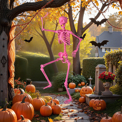 5.5 FT Life-Size Halloween Poseable Skeleton Pink Movable Joints - -