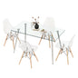 5 Pieces Rectangle Dining Table Set with 51 Inch Glass Tabletop - Gray -