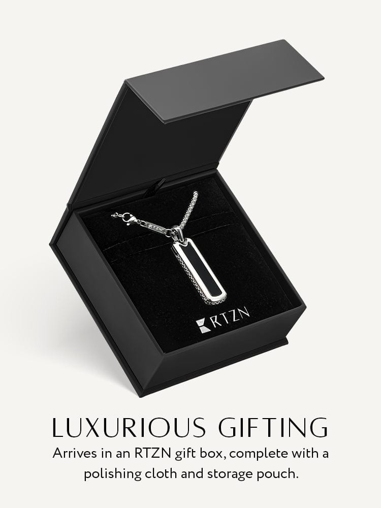 Black Onyx Column Pendant Necklace - - Column Pendant