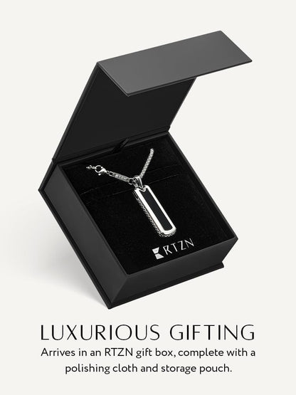 Black Onyx Column Pendant Necklace - - Column Pendant