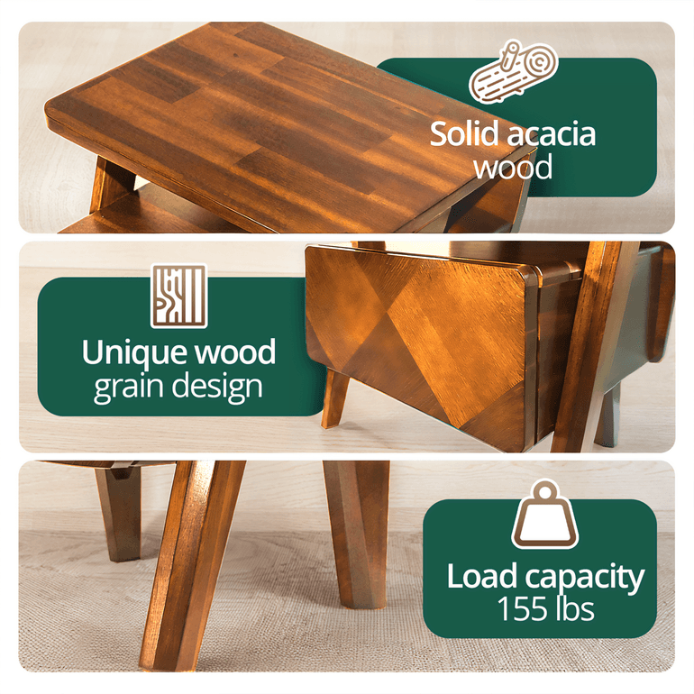 Rum Handcrafted Solid Wood Nightstand - - Nightstand