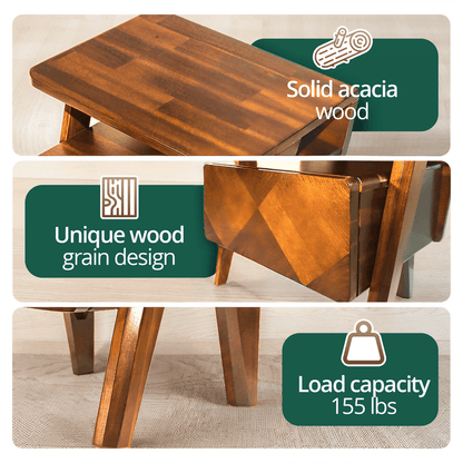 Rum Handcrafted Solid Wood Nightstand - - Nightstand