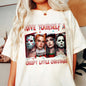 Merry Creepmas T-Shirt - Christmas Halloween Movies Characters Tee, Chibi Movie Characters Shirt - Natural 4 - T-Shirt
