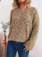 Colorful Long Sleeve Sweater - Khaki One Size -