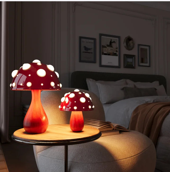 Large and Small Matsutake Decorative Mushroom Lamps