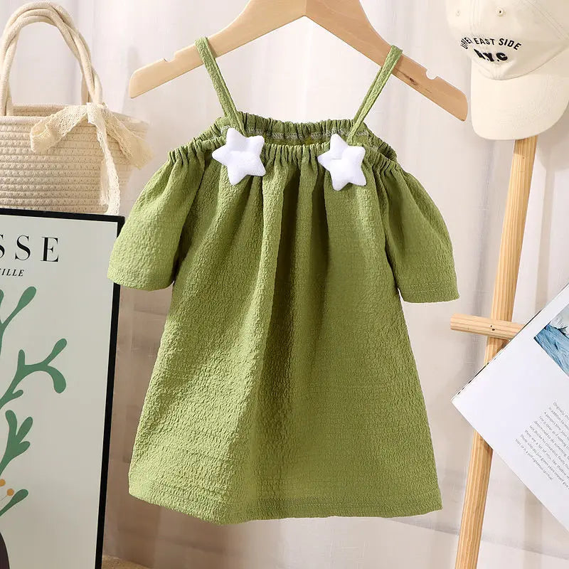 Girls Off Shoulder Blouse Green