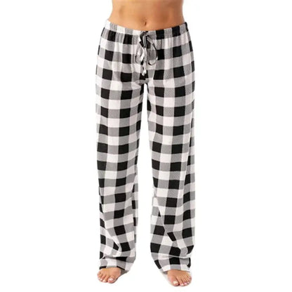 Nightwear Fall Women Loose Soft Sleepwears Long Lounge Plaid Pants Pajamas