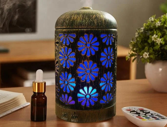 Ultrasonic Night Light Hollow Carved Mist Air Humidifier Essential Oil Diffuser