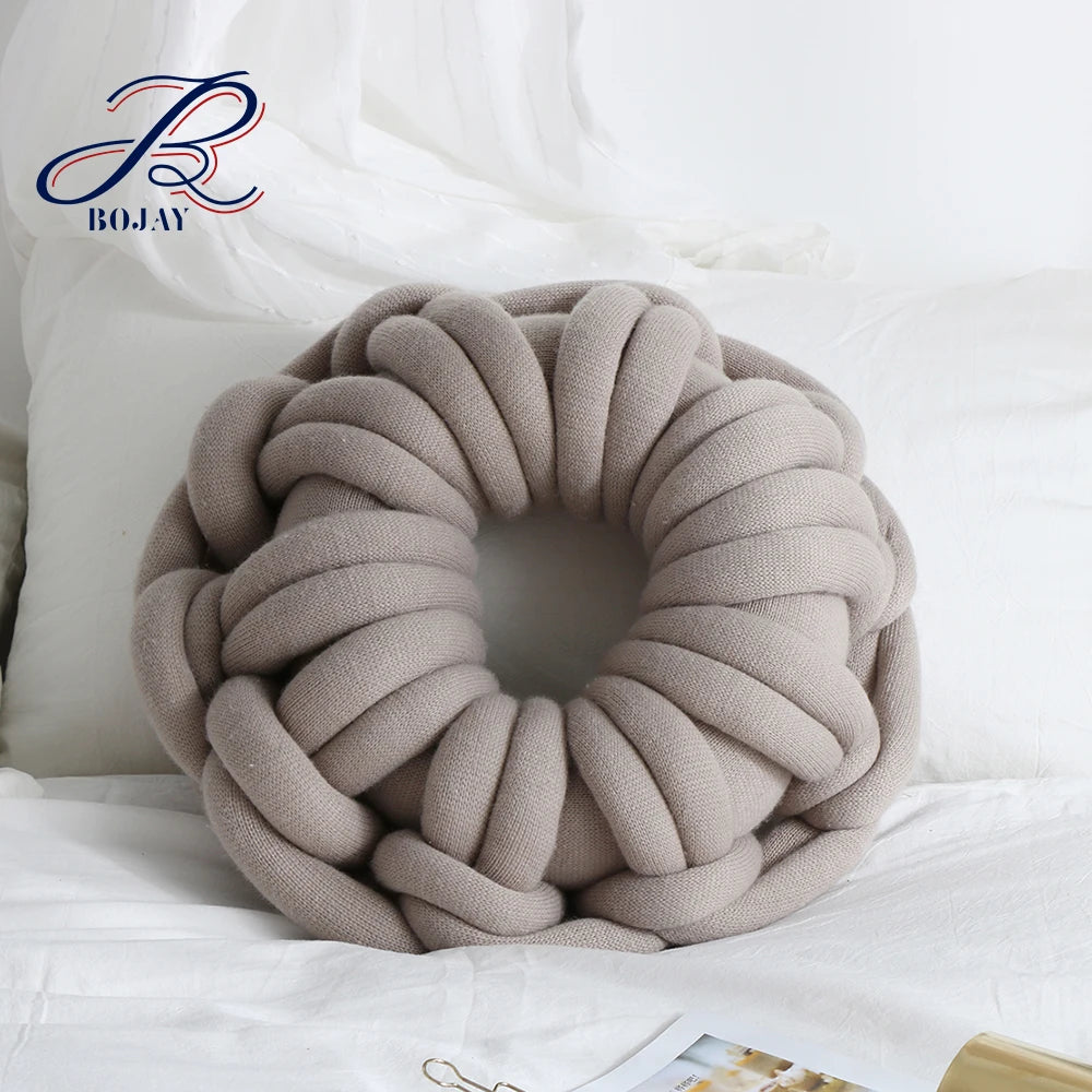 Round Solid Chunky Throw Pillow Knot Cushion Decorative Pillow