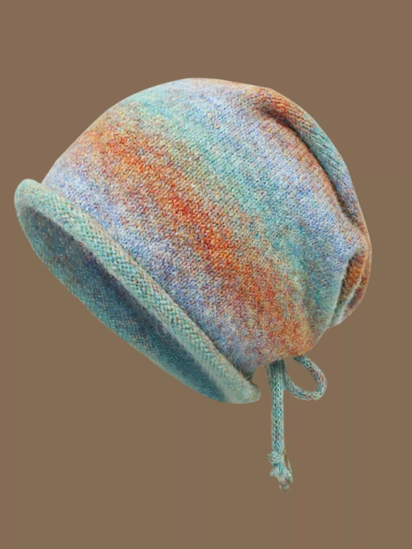Colorful Knitted Tie-Dye Beanie Hat - Light Blue One Size -