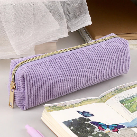 Pencil Pouch Stationery Corduroy Pen Case