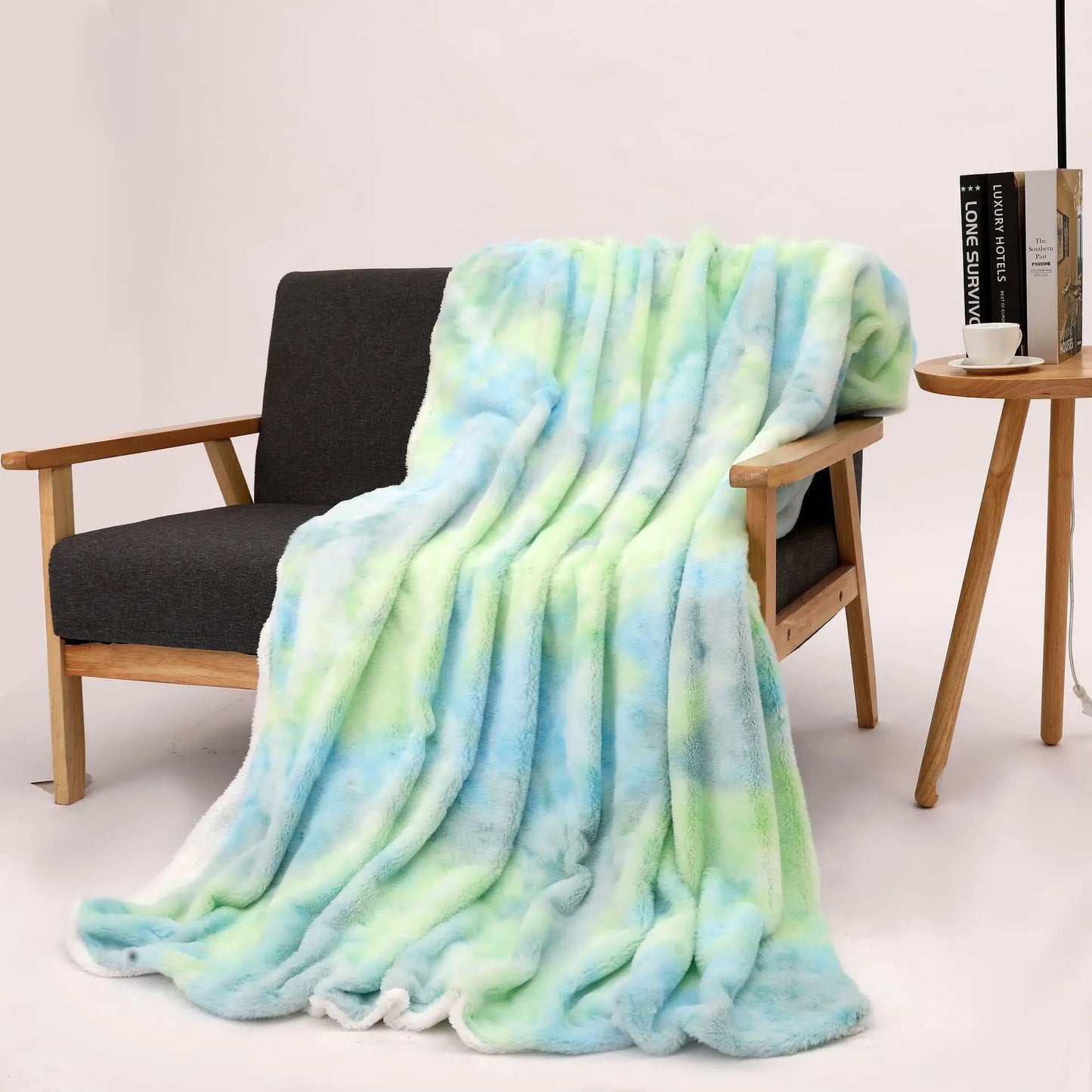 Organic Nature Eco-Friendly Sherpa Faux Fur Tie Throw Blanket