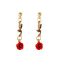 Retro French Rose Bracelet Necklace Earring Set Red Rose Jewelry Set Earrings