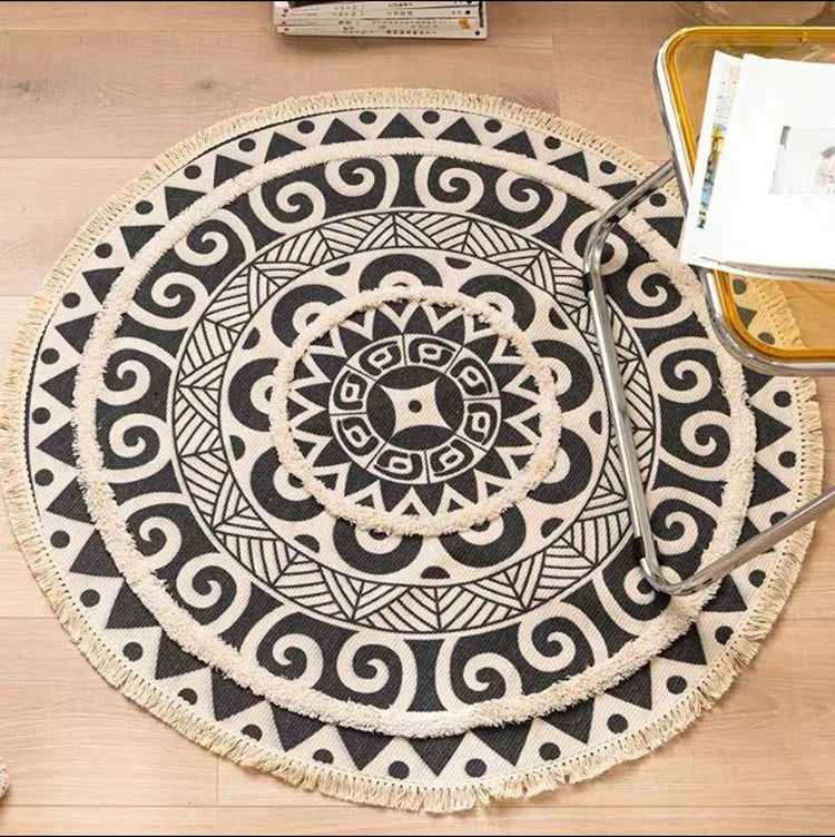 Mandala Round Rugs Custom Tufted Rugs Mat With Tassels