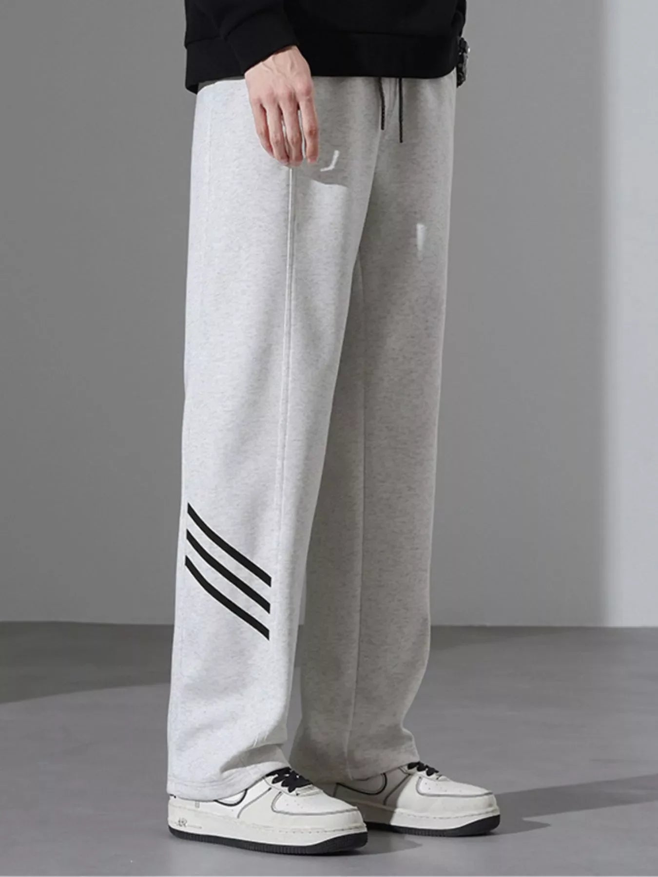 Men's Full Size Casual Loose Fit Sweatpants with Stripes Plus Size - -