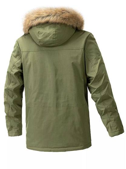 Men's Plus Size Fur Hooded Winter Parka Coat - -