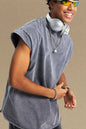 Men's Washed Round Neck Tank - Gray -
