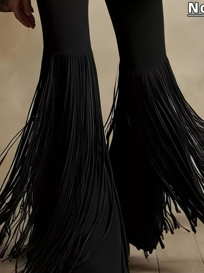 Fringe Flare Pants - -