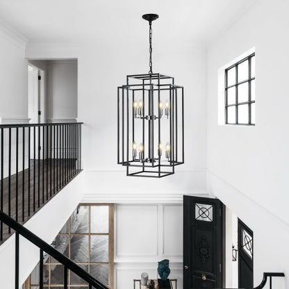 8-Light Industrial Tiered Chandelier - - ceiling light