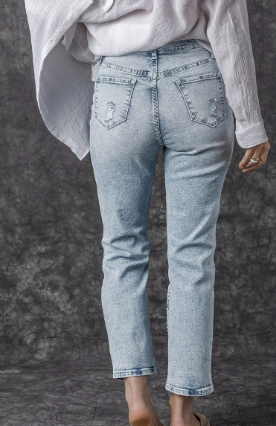 Retro High Waist Tattered Skinny Jeans - - Women's Fashion - Women's Clothing - Bottoms - Jeans