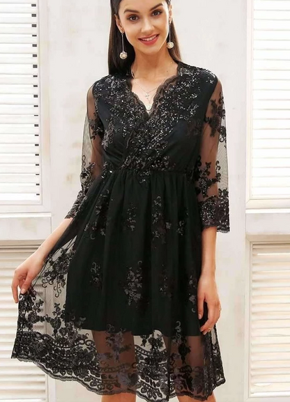 Sparkle Sequin Evening Dress - - dress