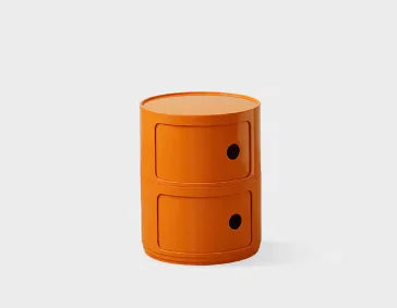 Plastic Round Bedside Table - orange - table