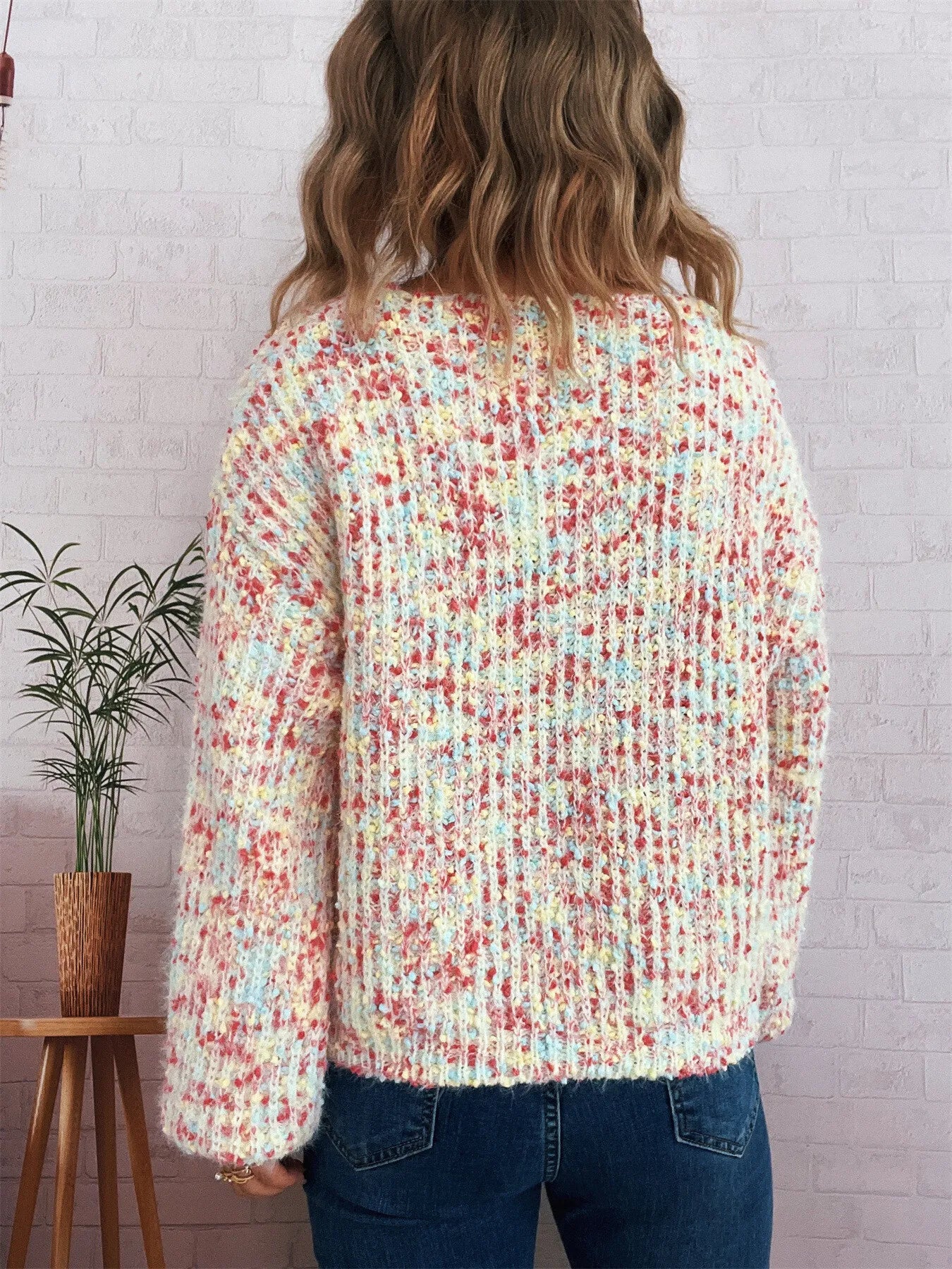 Colorful Long Sleeve Sweater - -