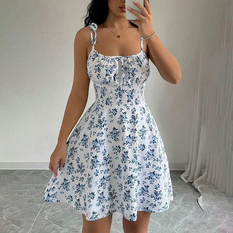 Women's Floral A-Line Mini Dress — Open Back, 10 Colors, XS–XXL - White - Women's Clothing