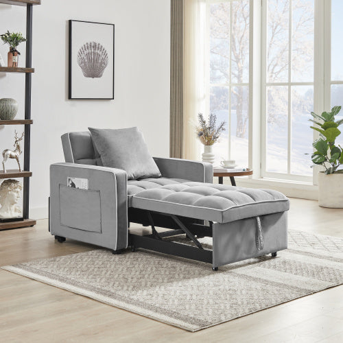 Grey 3-in-1 Sofa Bed Chair Fold-out Sofa Bed Adjustable Backrest - - sofa bed