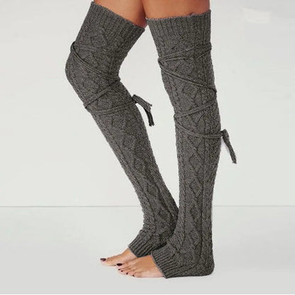 Solid Color Over-the-Knee Chunky Knit Leg Warmers