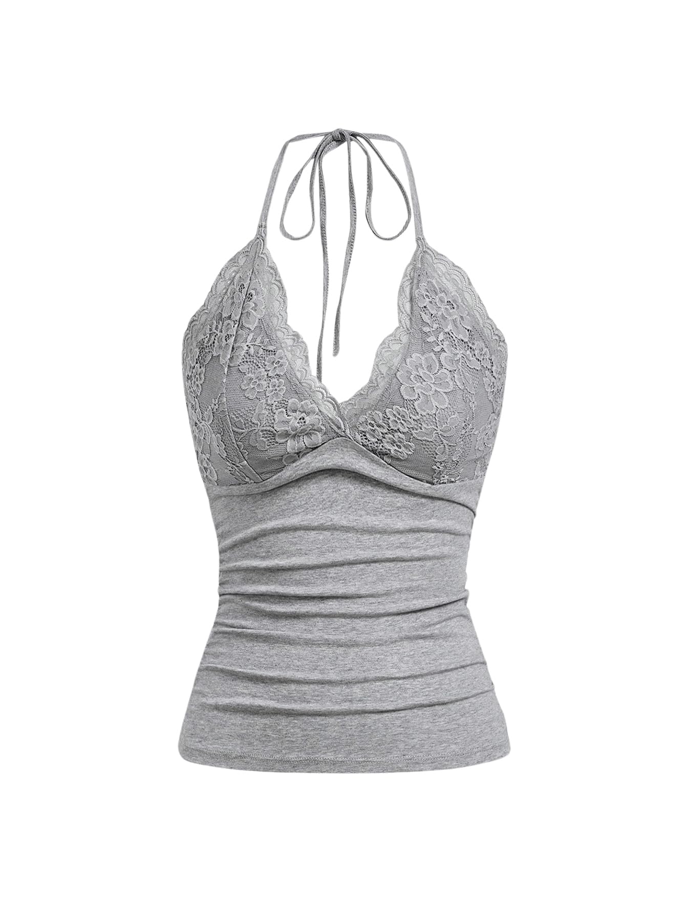 SHENHE Womens Soft Lace Halter Party Top Light Grey Medium - Light Grey Medium - Women's Fashion - Women's Clothing - Tops & Tees - Tank Tops