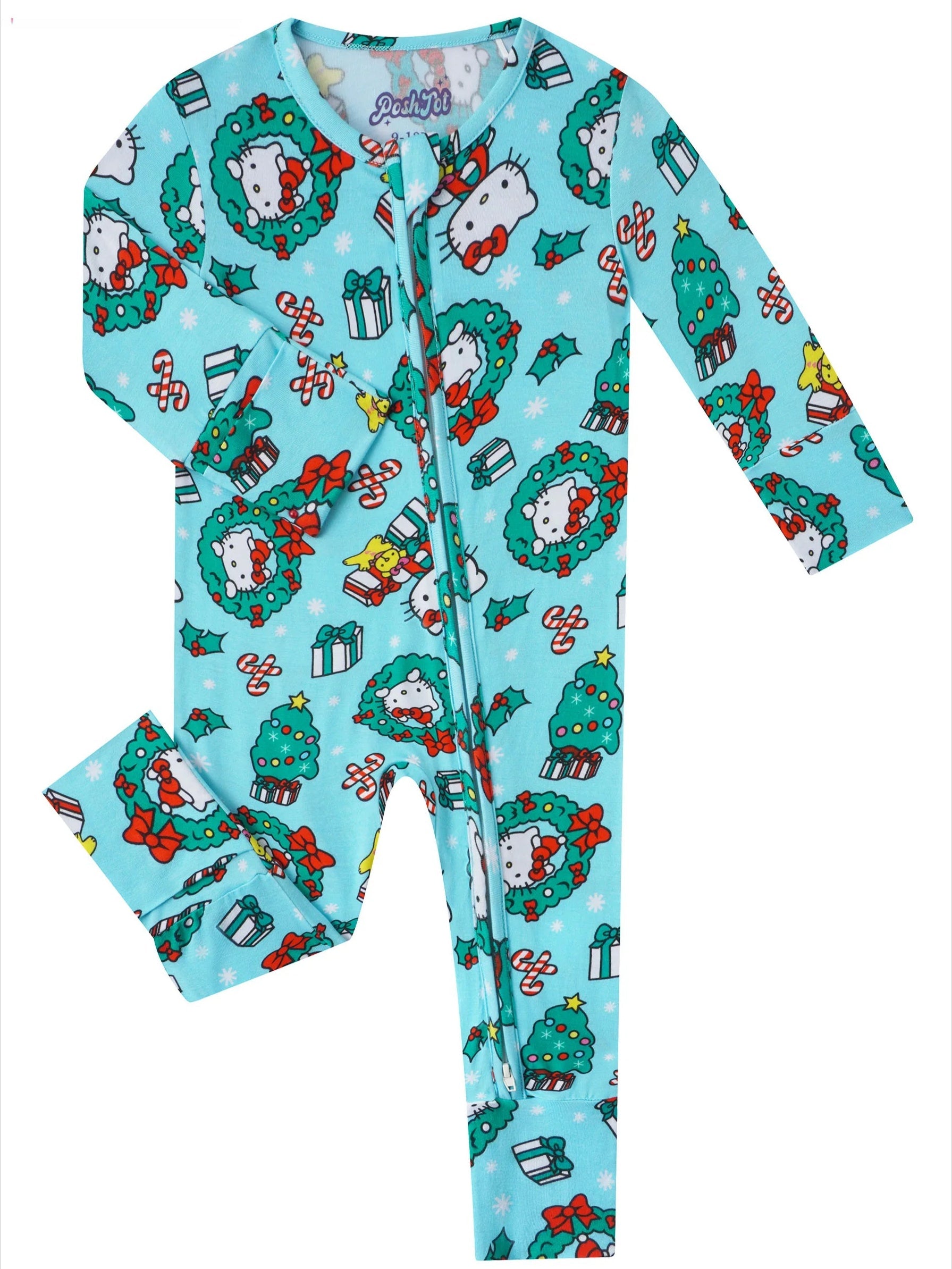 PoshTOT Sanrio Hello Kitty Wreath Bamboo Baby Convertible Zippy Romper - - Zippy Romper