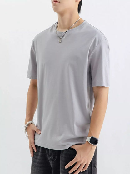 Men's Plus Size Casual Solid Color T-Shirt - -
