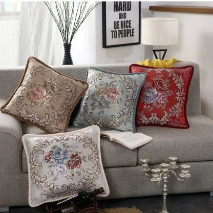 Flower Embroidery Sofa Throw Pillow Pillows & Cushions Blended Jacquard Cover