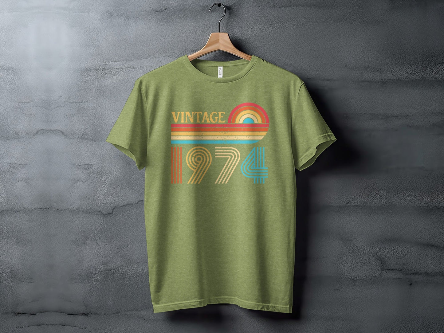 Vintage 1974 Retro Rainbow Distressed Design T-Shirt- Cloud 16 Clothing Co.- {{Product type}}