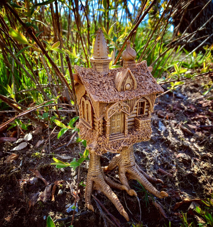 Baba Yaga Hut Statue, Hand Painted Resin Sculpture | Russian Folklore Figurine | Witch House Statue | Fantasy Art for Gothic Home Decor - -