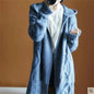 Fall Winter Women Knitted Cardigans Casual Hooded Long Sweaters Light Blue