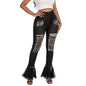 High Waist Bell Bottom Ripped Jeans - Black - Black Large - Women's Fashion - Women's Clothing - Bottoms - Jeans