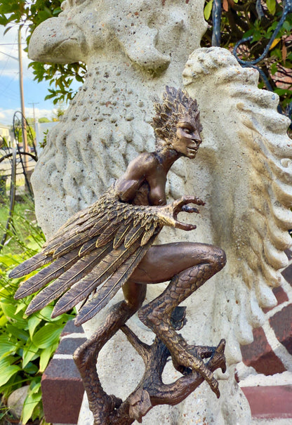 Harpy Statue, Hand Painted Resin Sculpture | Mythical Creature Figurine | Unique Legendary Bird Woman Figurine. Fantasy Art Decor - -