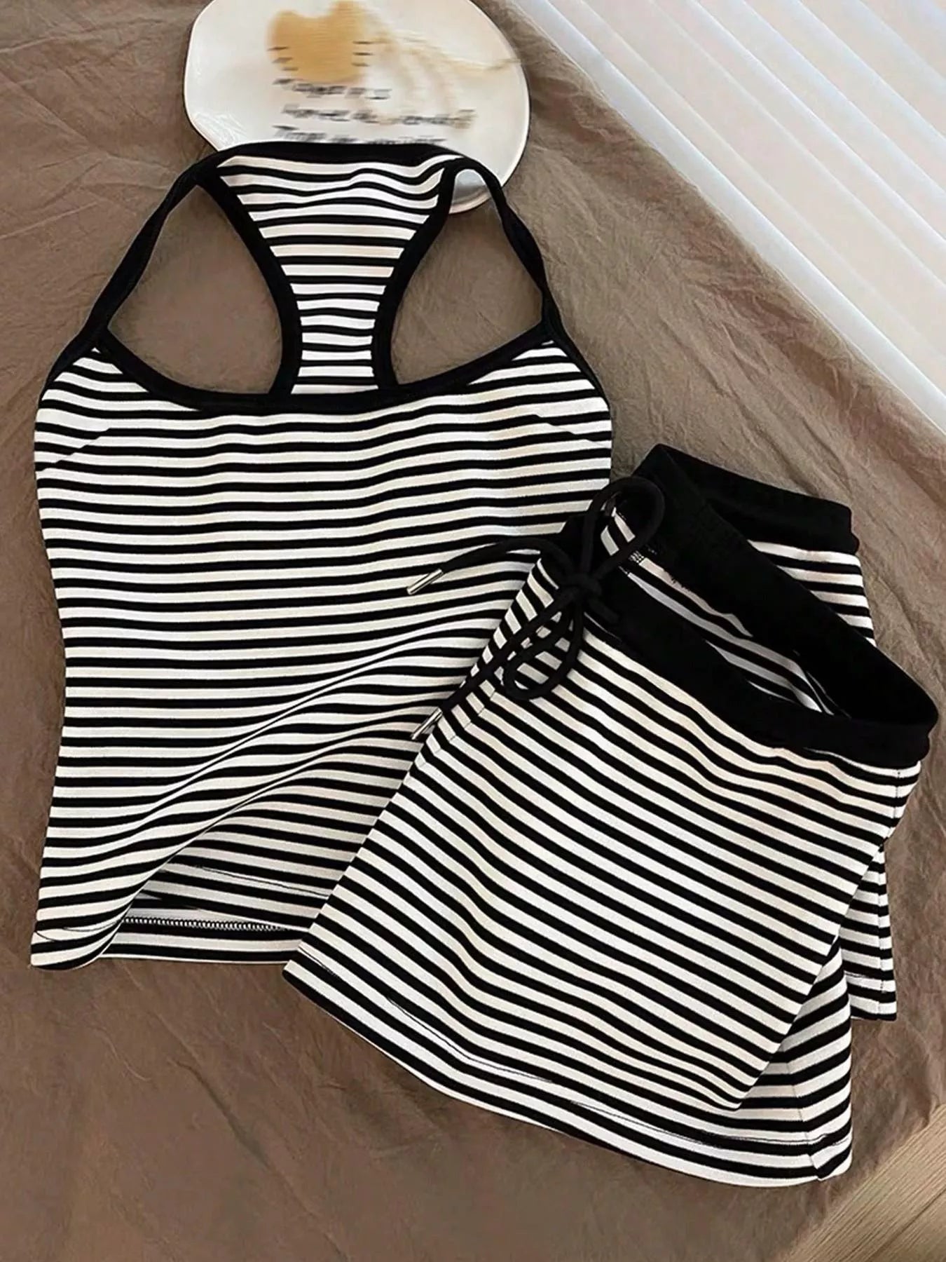Striped Tank Top and Shorts Set- Shopimist- {{Product type}}