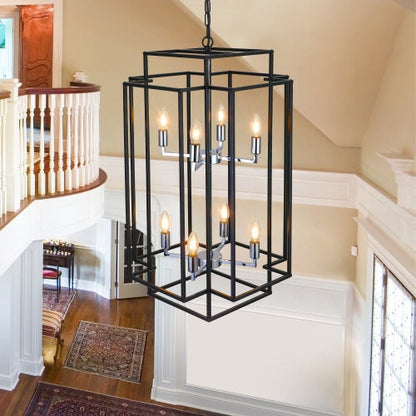 8-Light Industrial Tiered Chandelier - - ceiling light