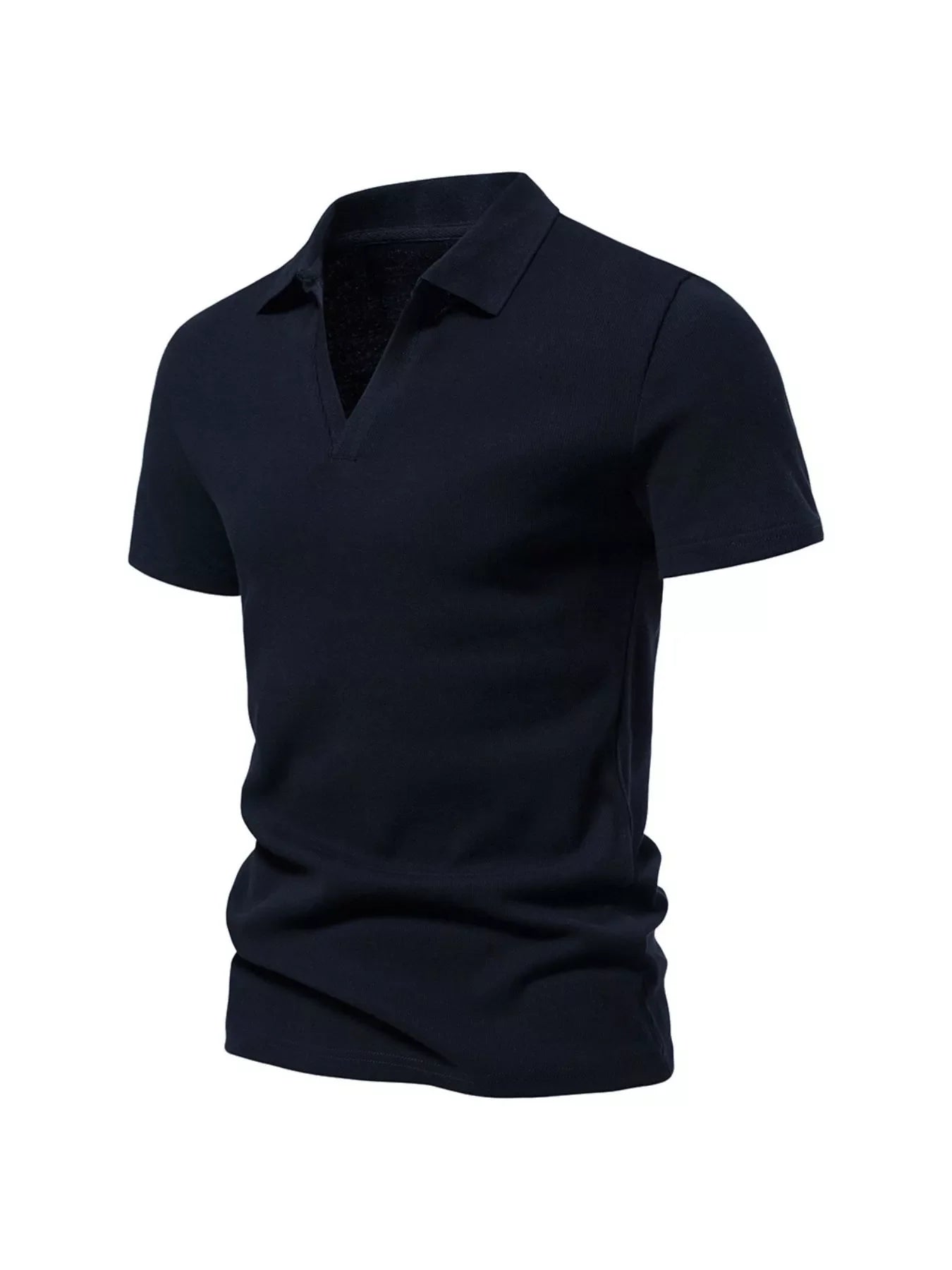 Men's Plus Size Casual Notched Short Sleeve Polo - -