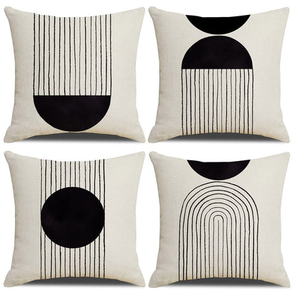 Boho Sun Arch Black & White Pillow Covers 18x18 - Mid Century Arched Geometry - pillow cover