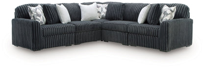 Midnight-Madness - Sectional - Dark Gray 5 Pc. Sectional - Stationary Sectionals