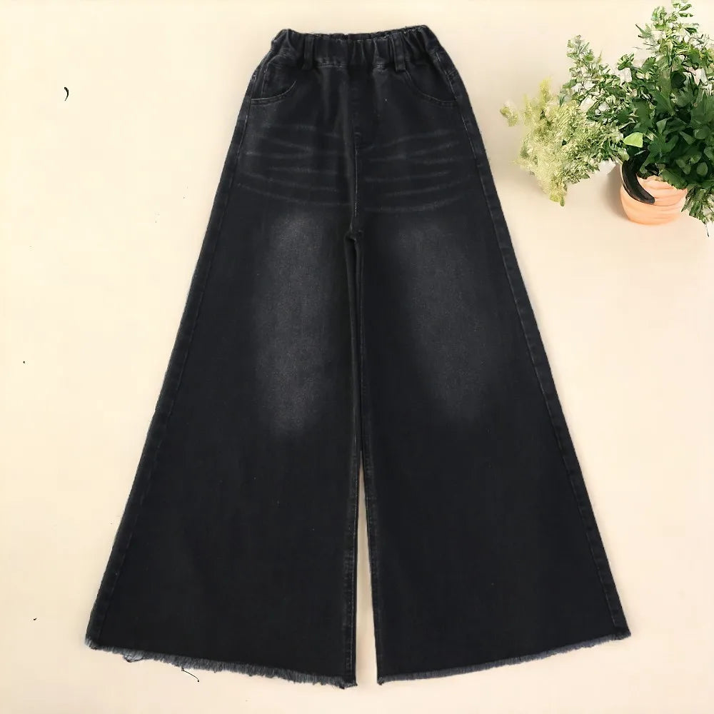 Black Jeans for Girls Wide-Legged Pants Black