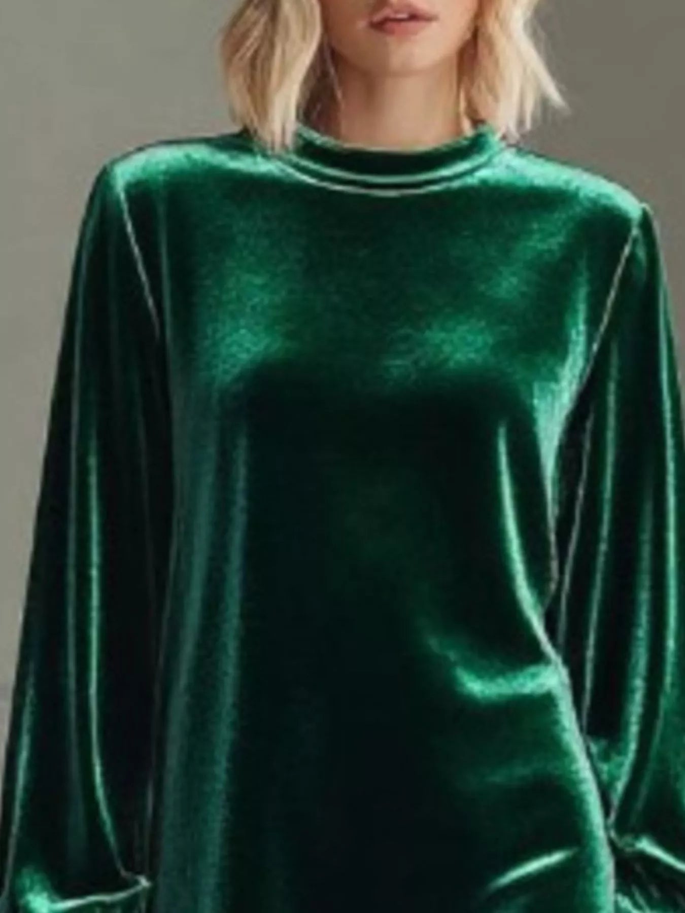 Velvet Long Sleeve Mini Dress - - Dresses