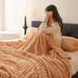 Rabbit Fur Velvet Blanket Anti-static Bedroom Sofa Blanket - Khaki 100x150CM - blanket